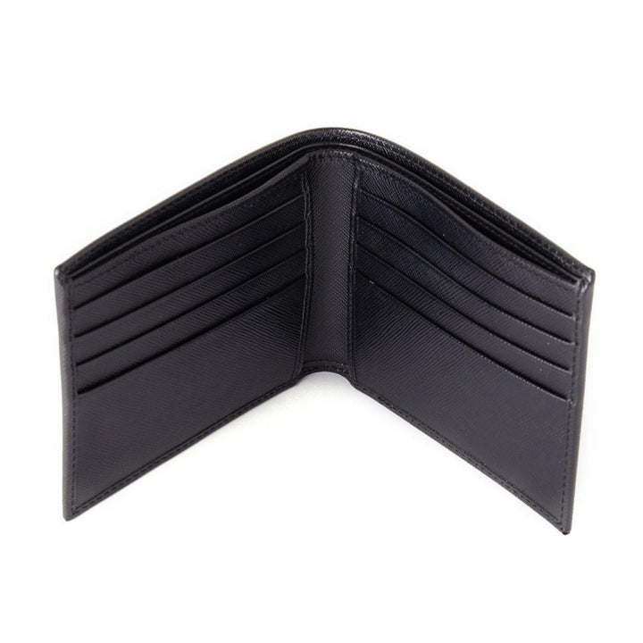 Prada Men's Nero Black Saffiano Leather Logo Billfold Bifold Wallet