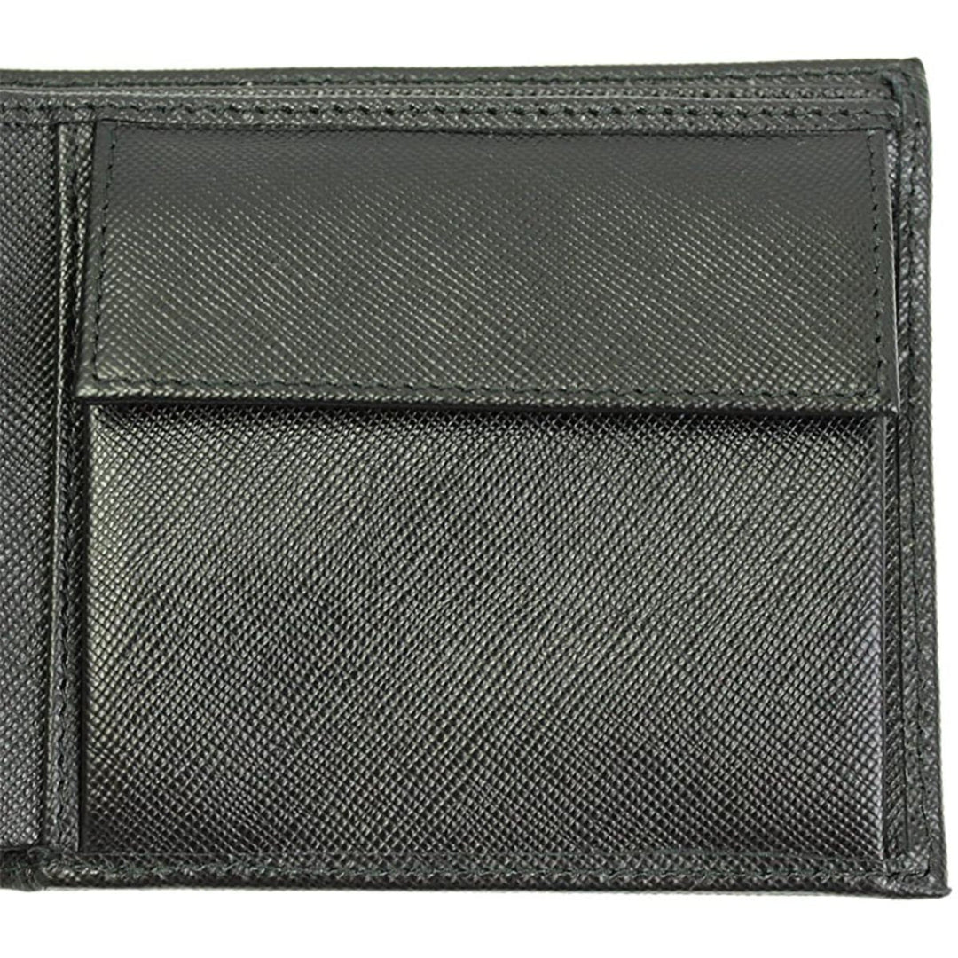 Prada Men's Black Saffiano Leather Logo Billfold Bifold Wallet