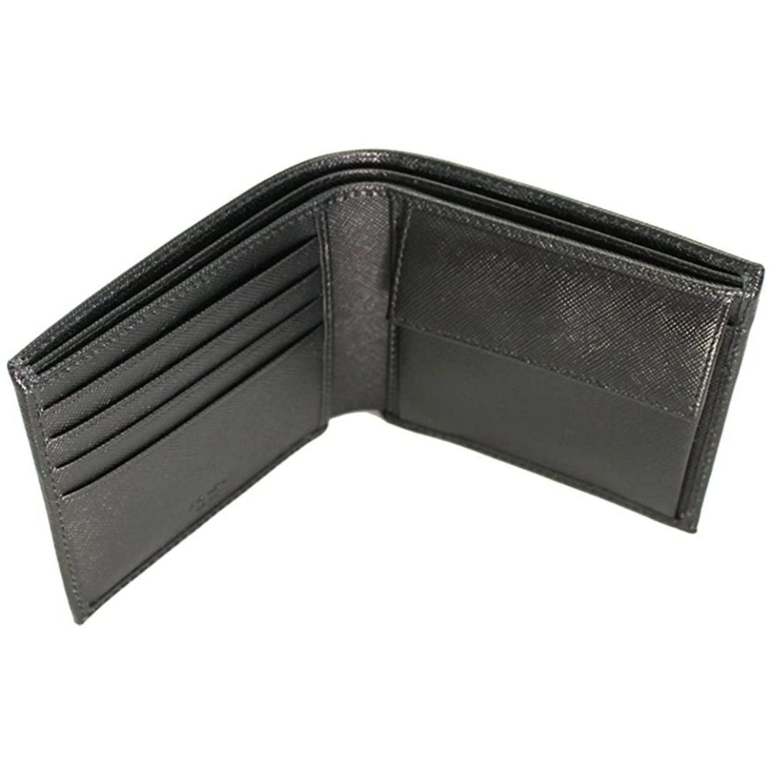 Prada Men's Black Saffiano Leather Logo Billfold Bifold Wallet