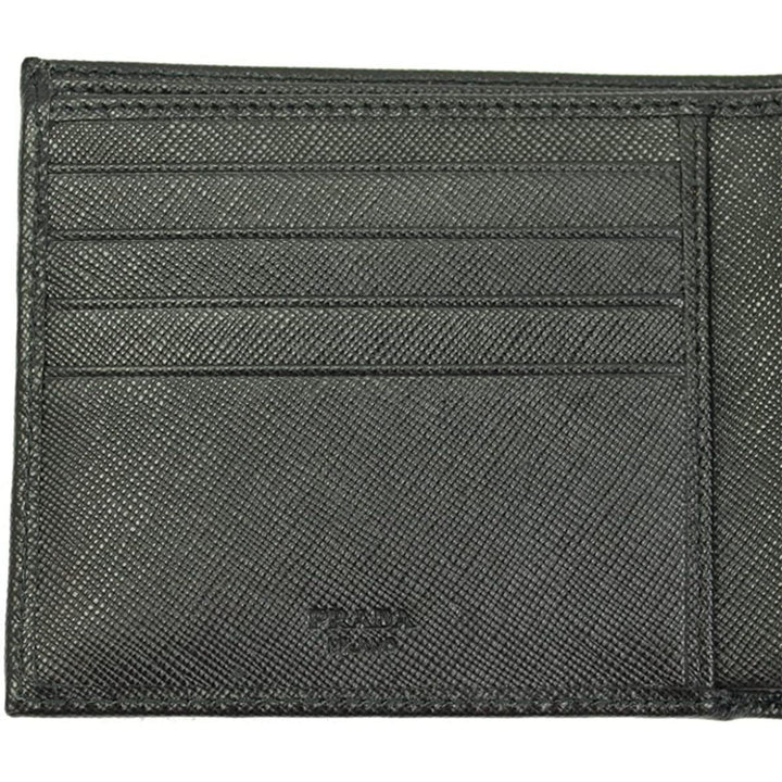 Prada Men's Black Saffiano Leather Logo Billfold Bifold Wallet