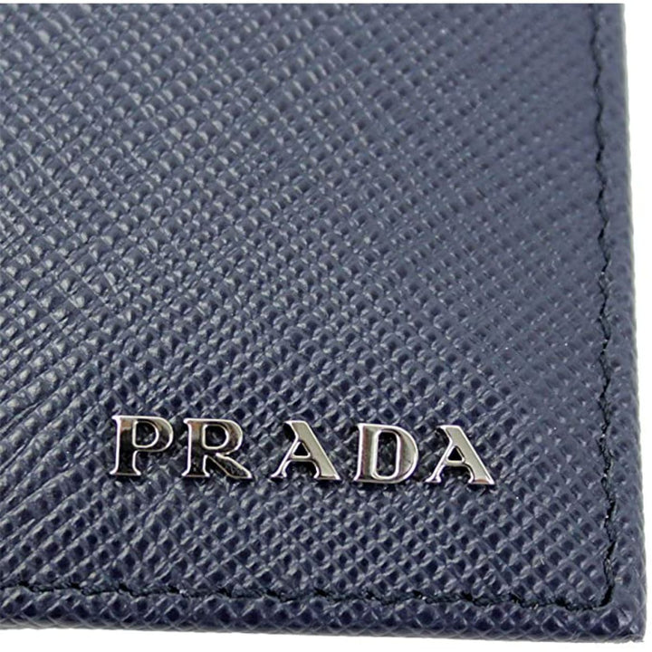 Prada Men's Blue Black Saffiano Cuir Leather Billfold Wallet 2MO513