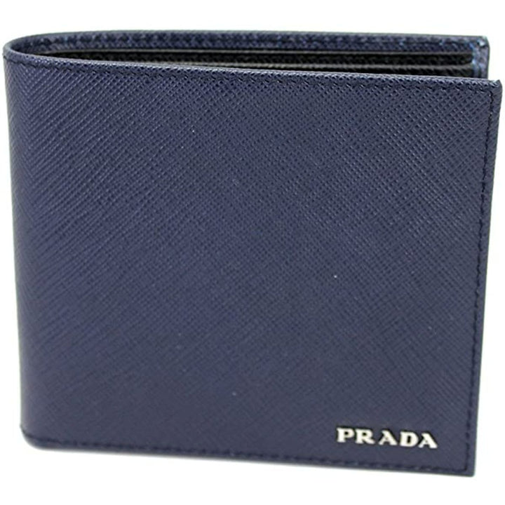 Prada Men's Blue Black Saffiano Cuir Leather Billfold Wallet 2MO513