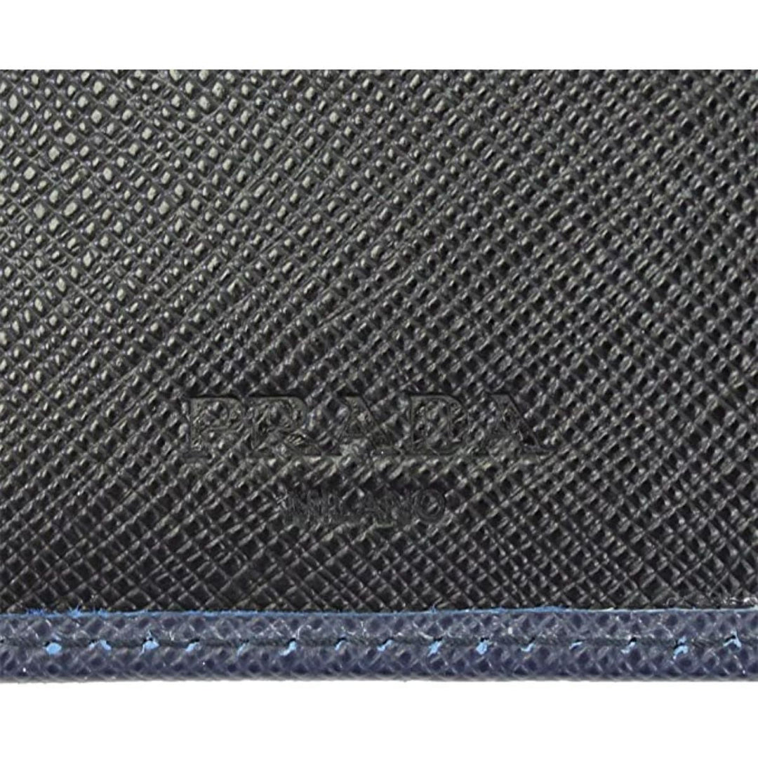 Prada Men's Blue Black Saffiano Cuir Leather Billfold Wallet 2MO513