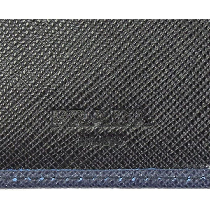 Prada Men's Blue Black Saffiano Cuir Leather Billfold Wallet 2MO513