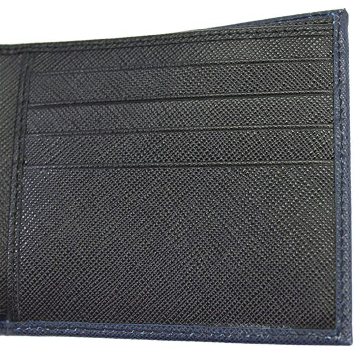 Prada Men's Blue Black Saffiano Cuir Leather Billfold Wallet 2MO513