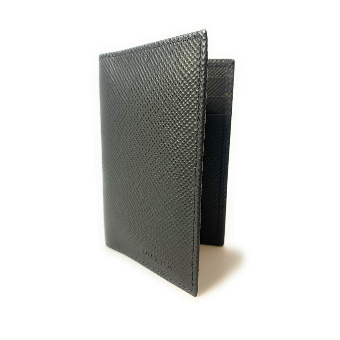 Prada Men's Saffiano Anthracite Grey Leather Vertical Card Holder 2MC101