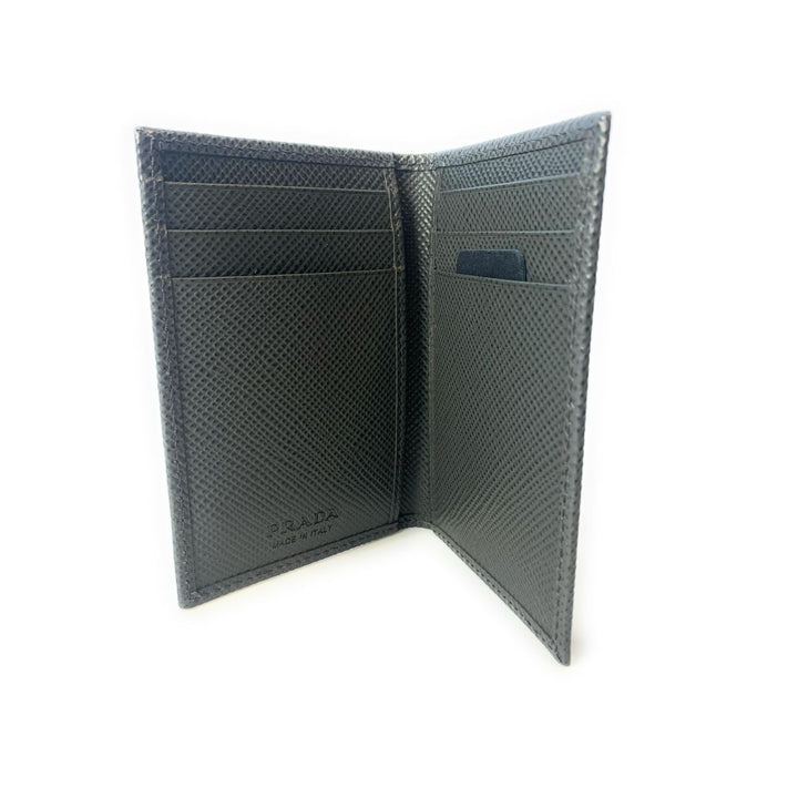 Prada Men's Saffiano Anthracite Grey Leather Vertical Card Holder 2MC101