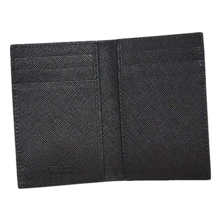 Prada Mens Saffiano Leather Vertical Card Black Holder