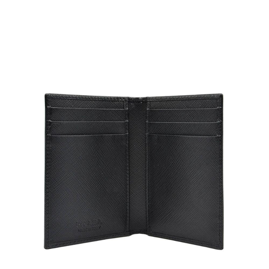 Prada Mens Saffiano Leather Vertical Card Black Holder