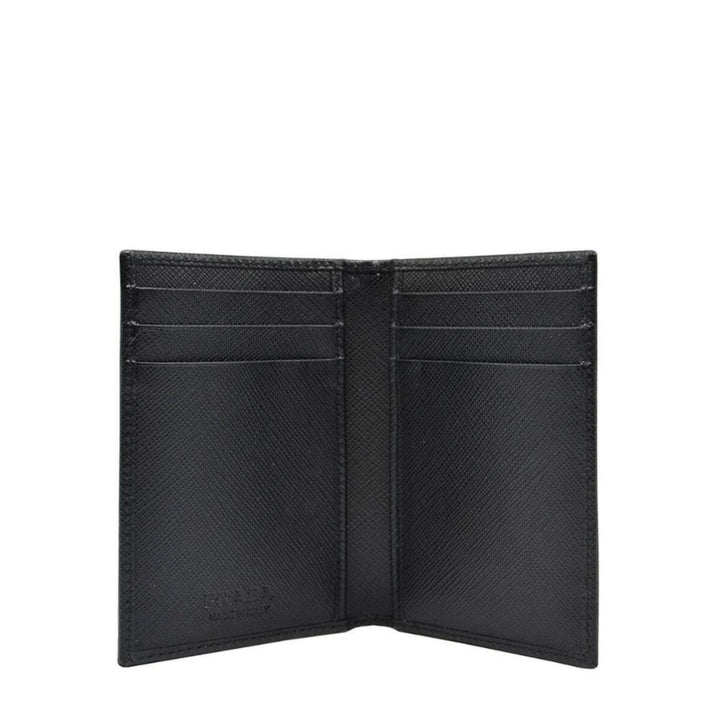 Prada Mens Saffiano Leather Vertical Card Black Holder