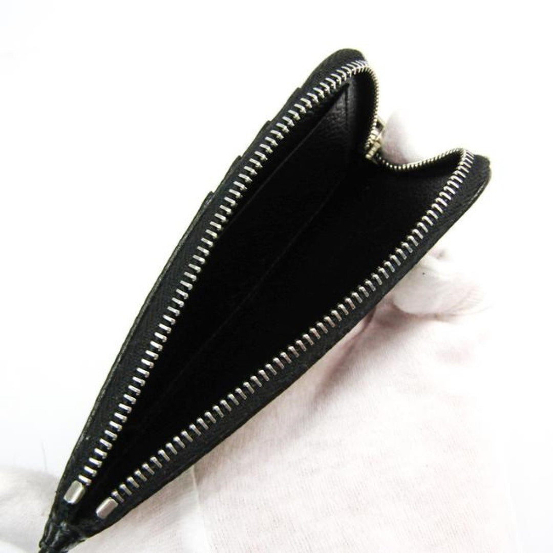 Prada Men's Vitello Micro Grain Black Leather Zipper Card Case Wallet