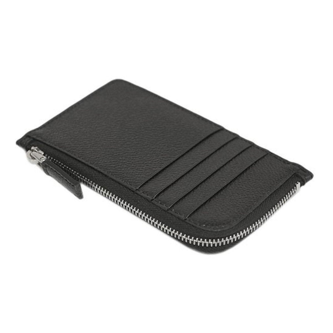Prada Men's Vitello Micro Grain Black Leather Zipper Card Case Wallet