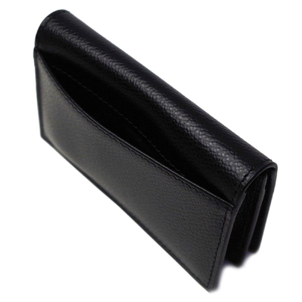 Prada Mens Vitello Micro Grain Flap Card Holder Wallet Black and Navy 2MC122