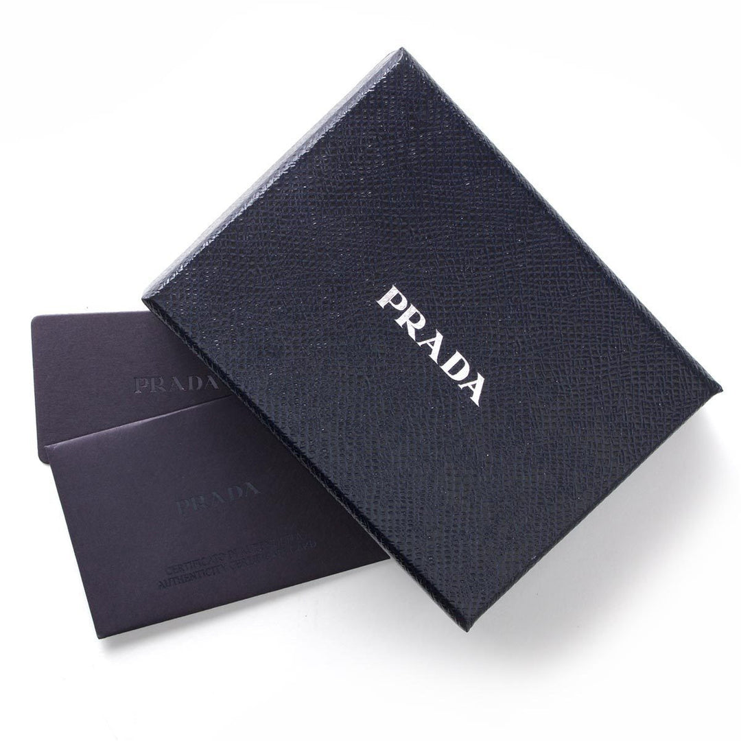 Prada Mens Bifold Black Vitello Micro Grain Leather Iconic Triangle Logo Wallet