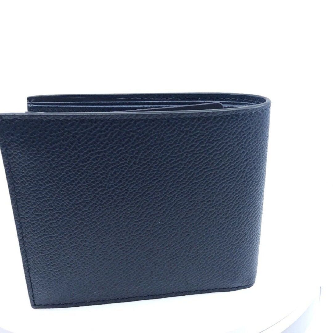 Prada Mens Vitello Micro Grain Navy Blue Leather Triangle Logo Bifold Wallet