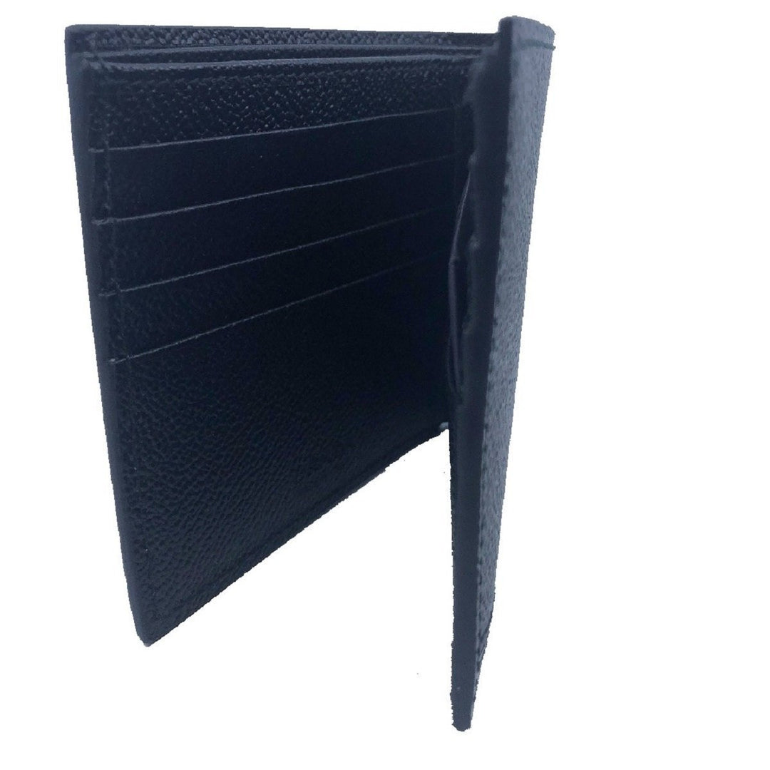Prada Mens Bifold Black Nero Baltico Grey Vitello Micro Grain Leather Wallet 2MO513