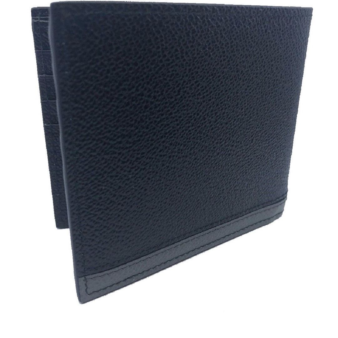 Prada Mens Bifold Black Nero Baltico Grey Vitello Micro Grain Leather Wallet 2MO513