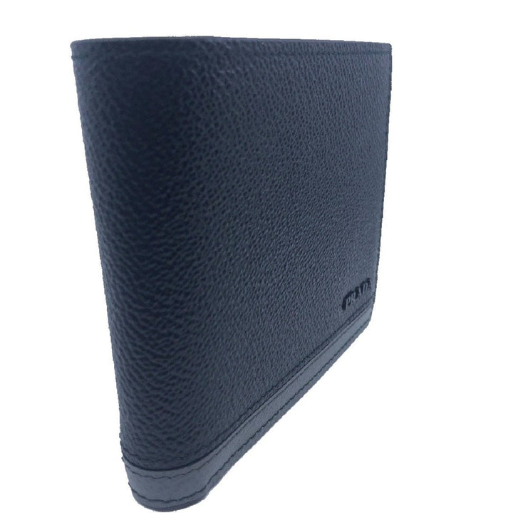 Prada Mens Bifold Black Nero Baltico Grey Vitello Micro Grain Leather Wallet 2MO513