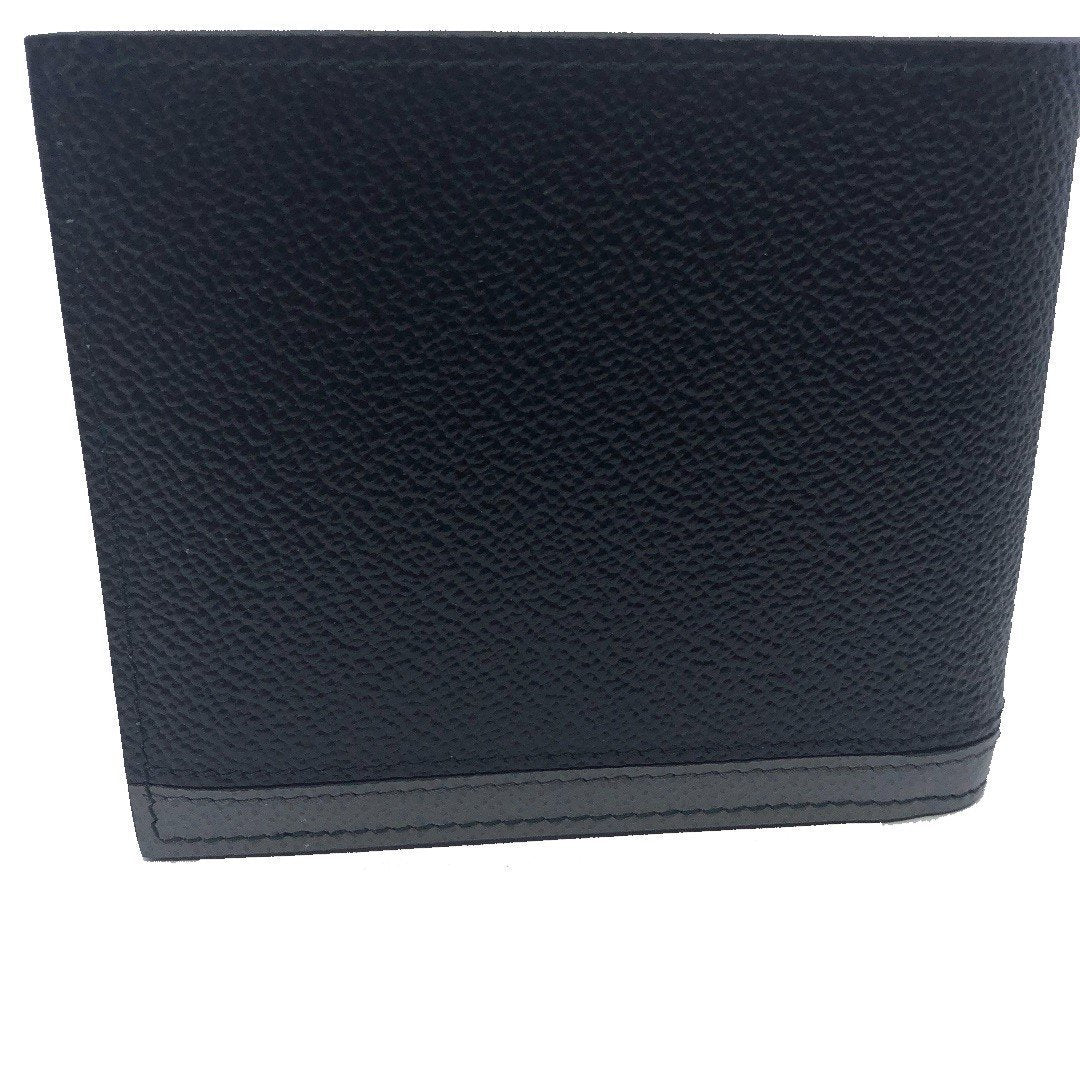 Prada Mens Bifold Black Nero Baltico Grey Vitello Micro Grain Leather Wallet 2MO513