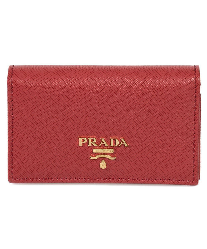 Prada Red Saffiano Leather Credit Card Holder