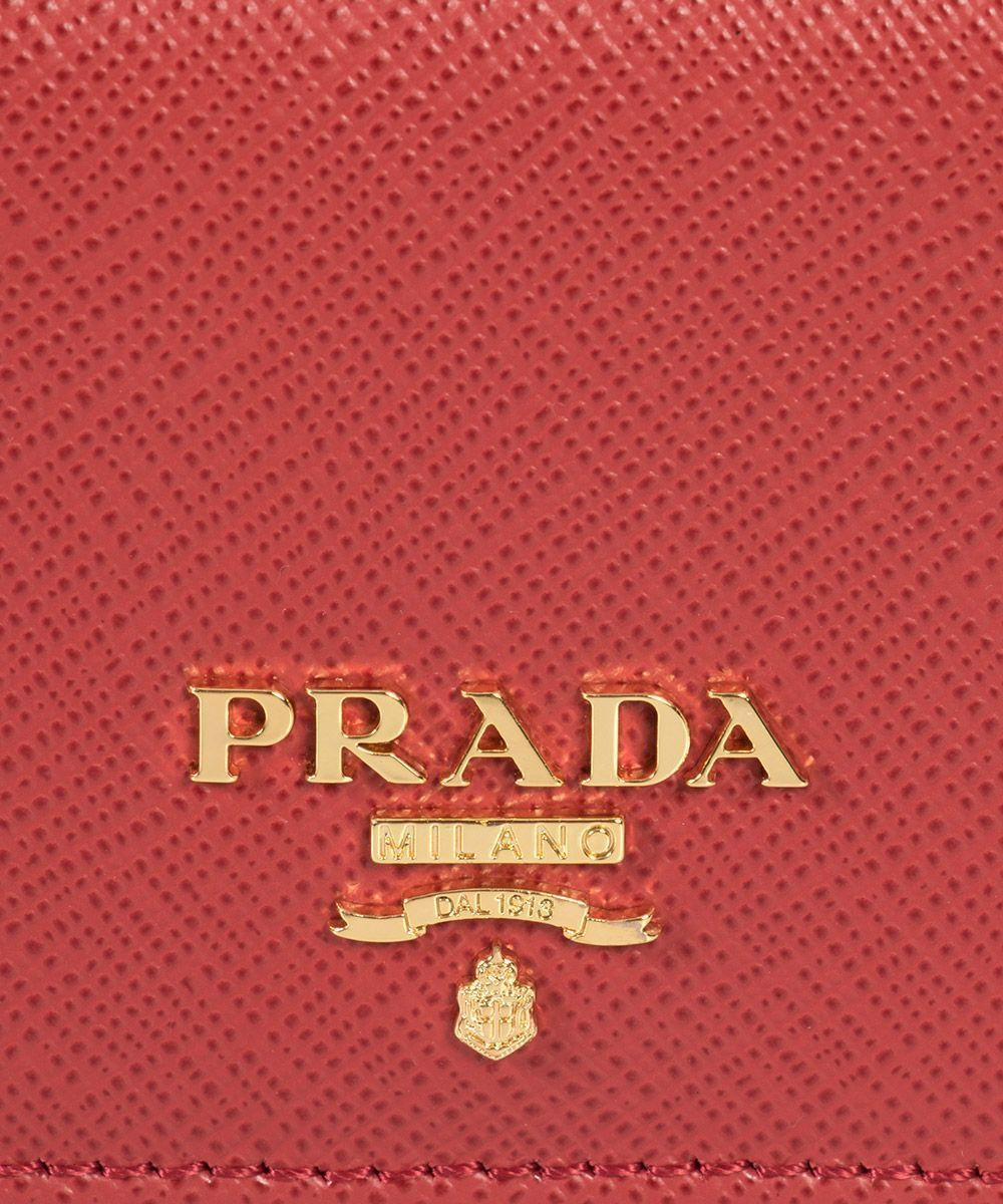 Prada Red Saffiano Leather Credit Card Holder