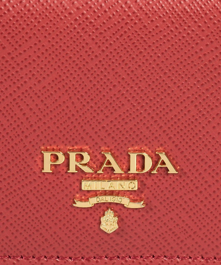 Prada Red Saffiano Leather Credit Card Holder