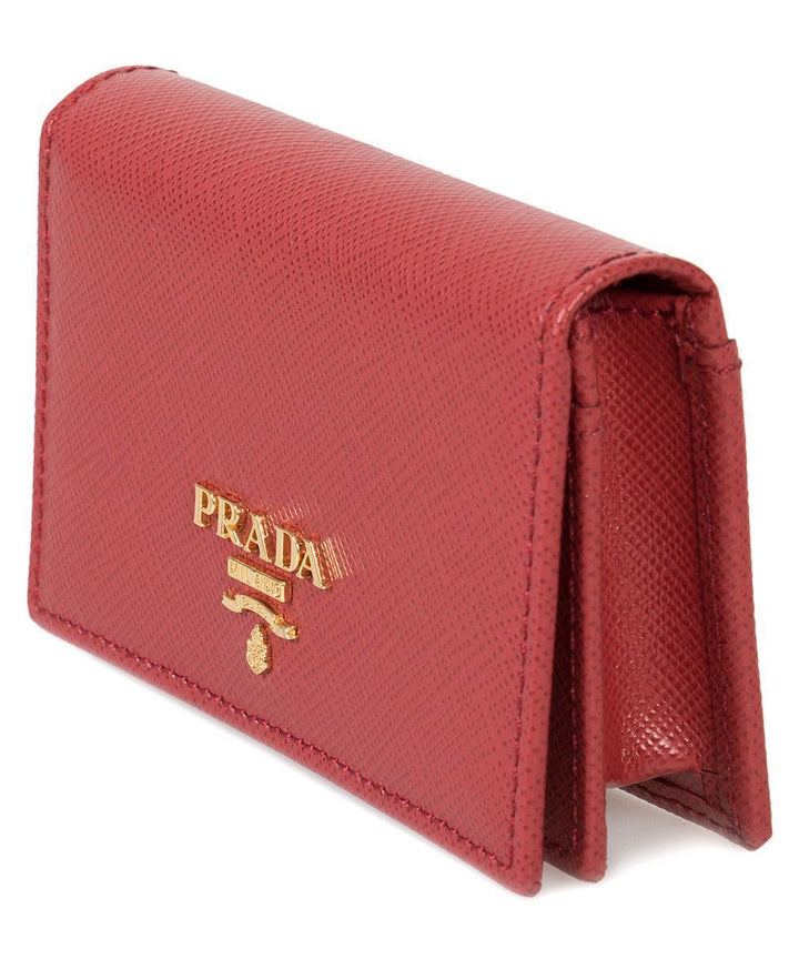 Prada Red Saffiano Leather Credit Card Holder