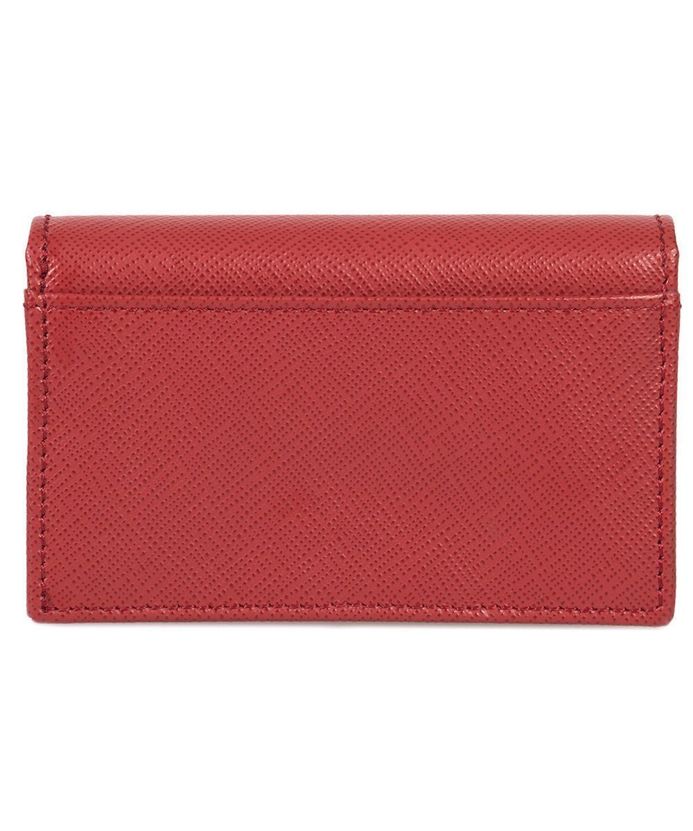 Prada Red Saffiano Leather Credit Card Holder