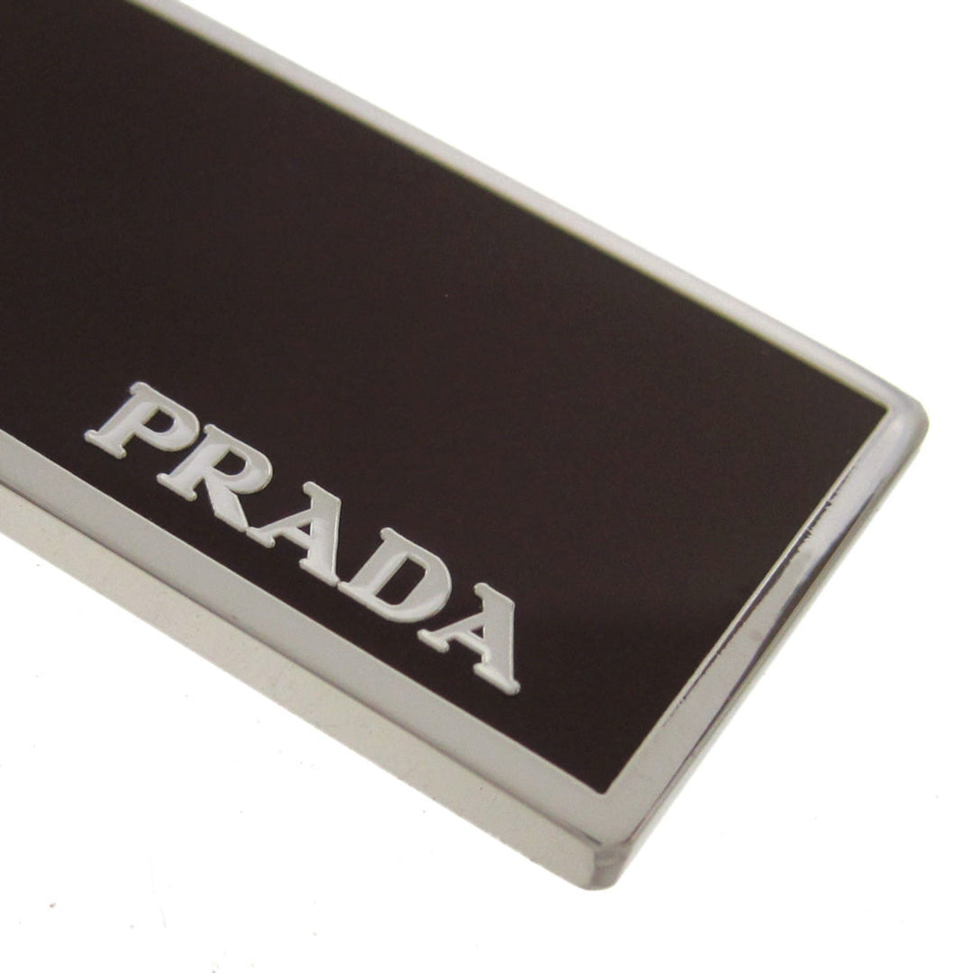 Prada Rubino Red Enamel Silver Metal Keyring Keychain