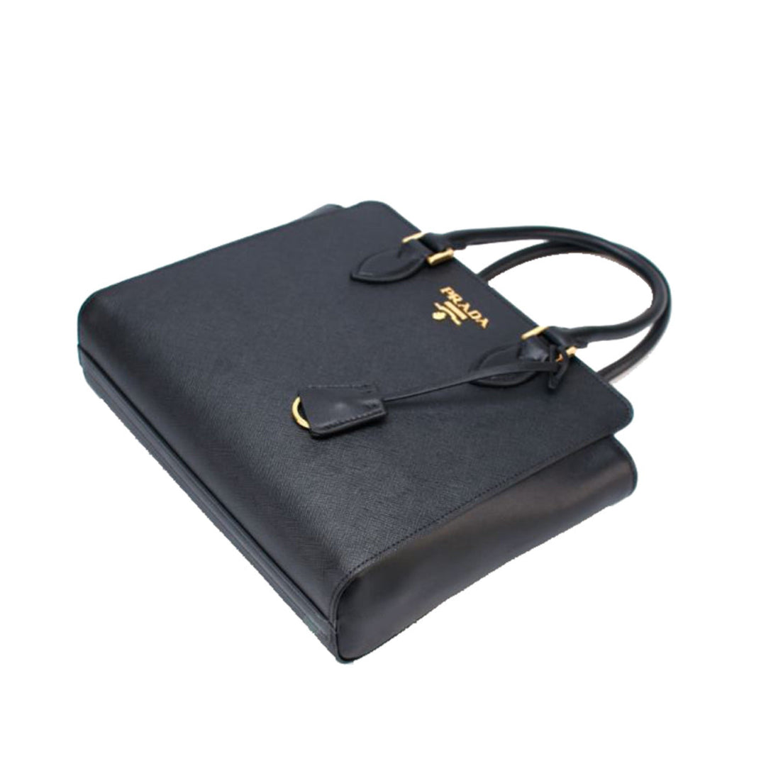 Prada Saffiano Borsa Black Leather Shoulder Tote Handbag