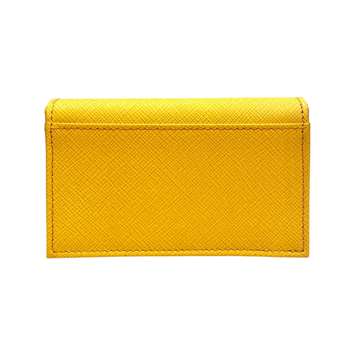 Prada Saffiano Yellow Leather Card Case Wallet