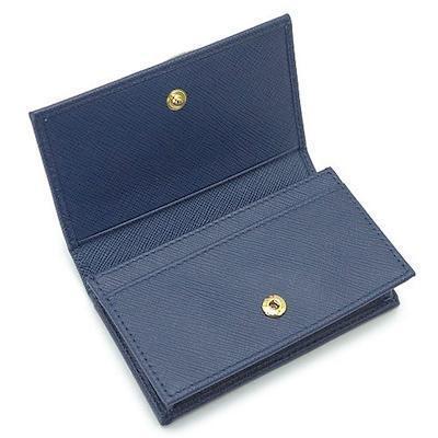 Prada Womens Blue Saffiano Leather Credit Card Holder