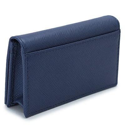 Prada Womens Blue Saffiano Leather Credit Card Holder