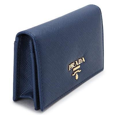 Prada Womens Blue Saffiano Leather Credit Card Holder