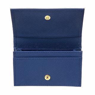 Prada Womens Blue Saffiano Leather Credit Card Holder