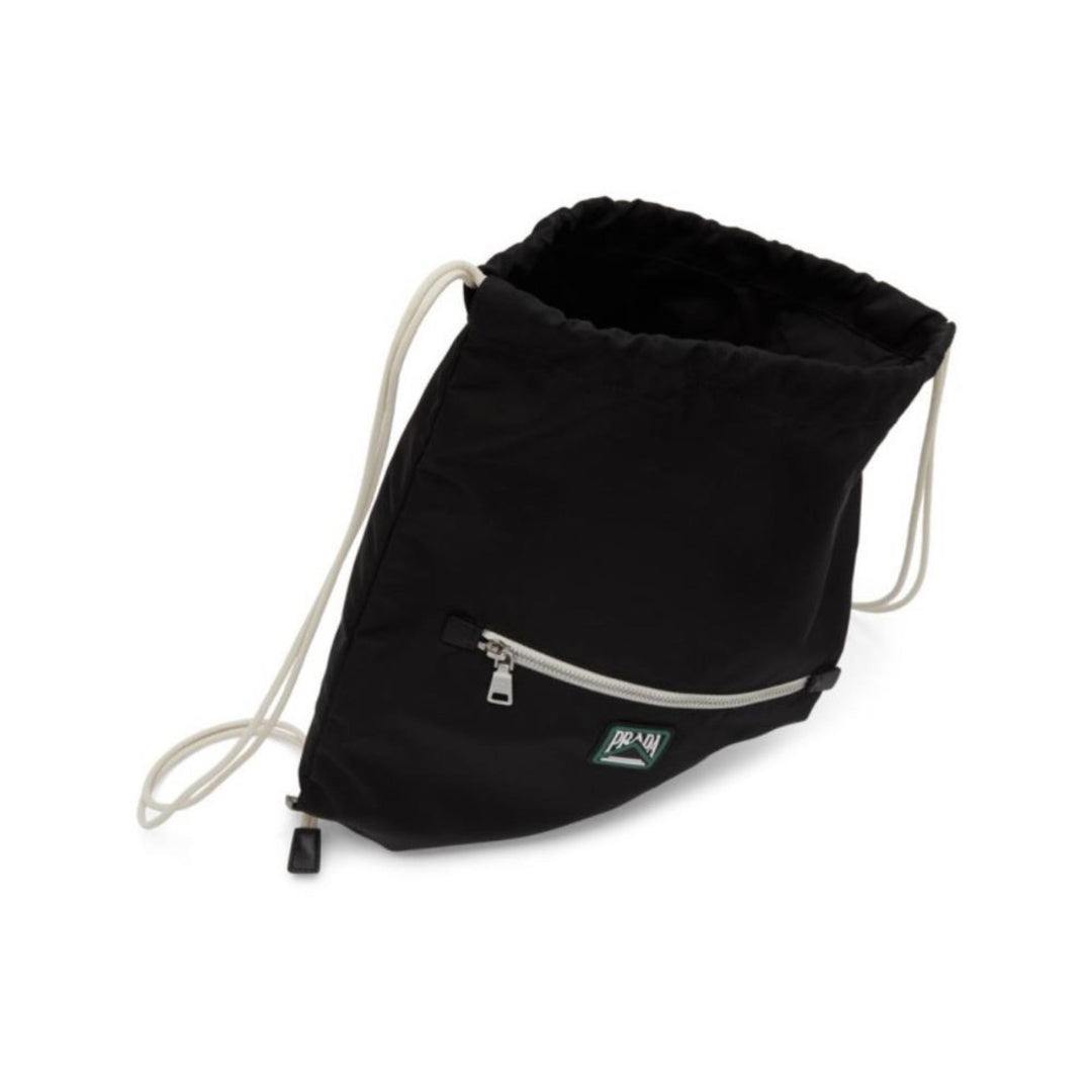 Prada Logo Zaino Black Tessuto Nylon Drawstring Sling Backpack
