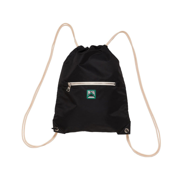 Prada Logo Zaino Black Tessuto Nylon Drawstring Sling Backpack