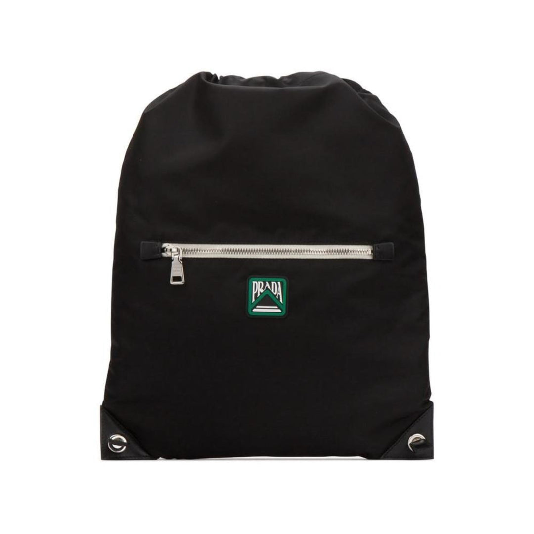 Prada Logo Zaino Black Tessuto Nylon Drawstring Sling Backpack