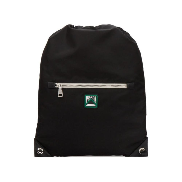 Prada Logo Zaino Black Tessuto Nylon Drawstring Sling Backpack