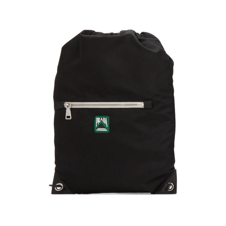 Prada Logo Zaino Black Tessuto Nylon Drawstring Sling Backpack