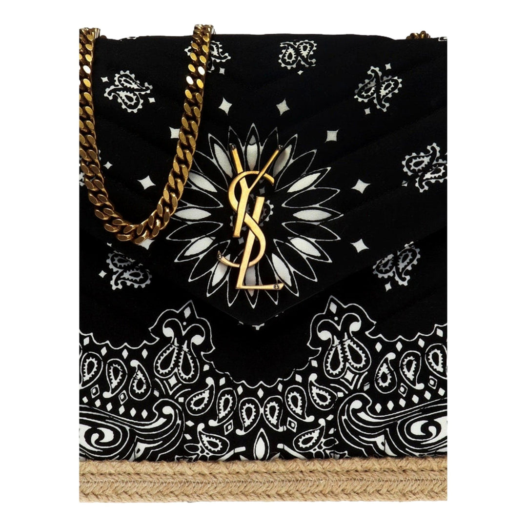Saint Laurent Loulou Black Paisley Quilted Cross Body Bag