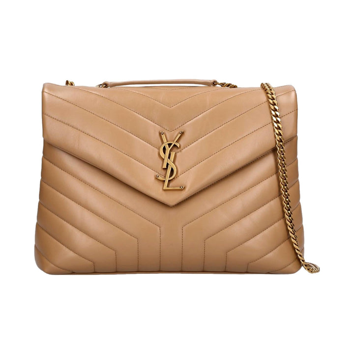 Saint Laurent Loulou Monogram Tan Quilted Leather Medium Shoulder Bag