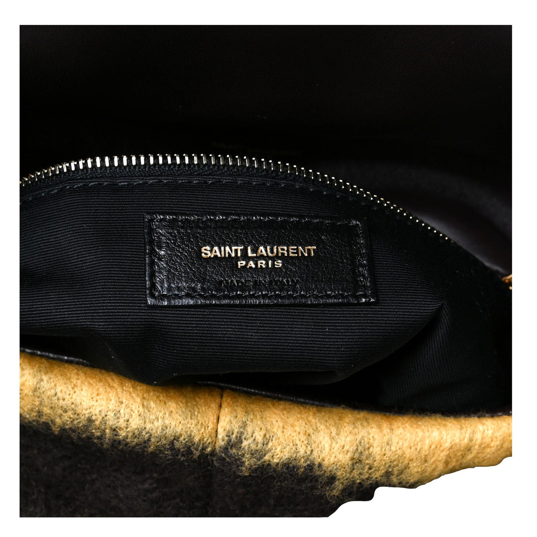Saint Laurent Loulou Puffer Yellow Brown Tie Dye Wool Shoulder Bag