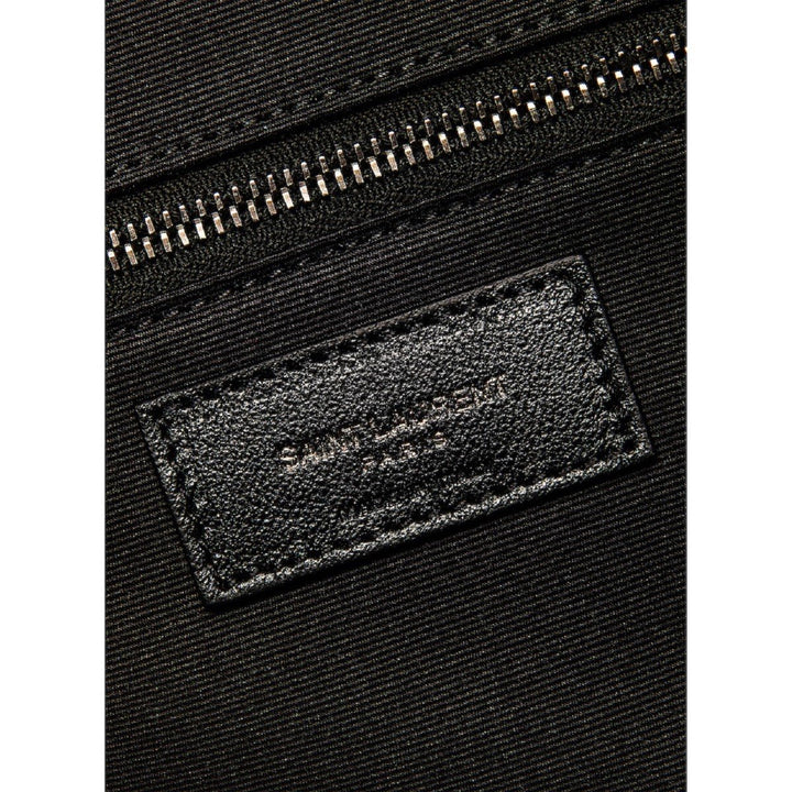Saint Laurent Miles Logo Black Calf Leather Duffel Bowling Bag
