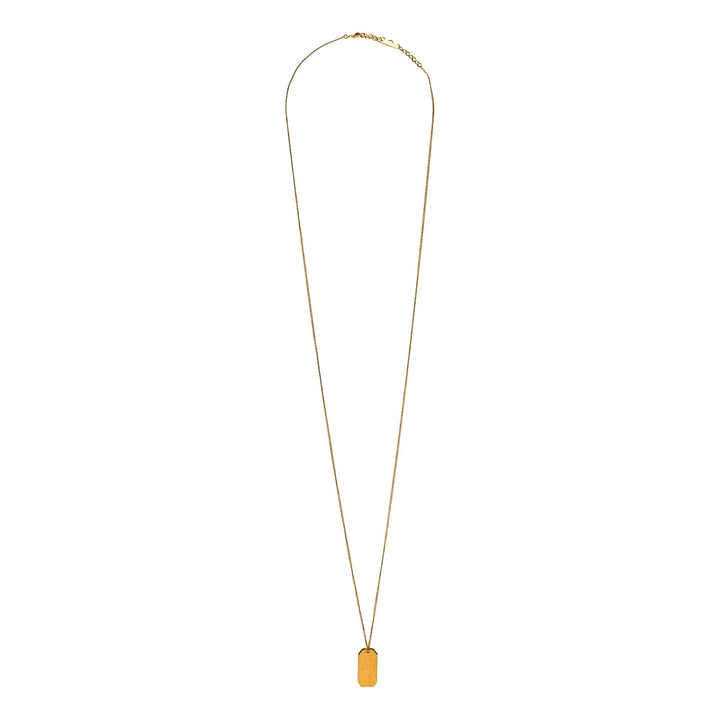 Saint Laurent Military Tag Pendant Necklace Brass Gold