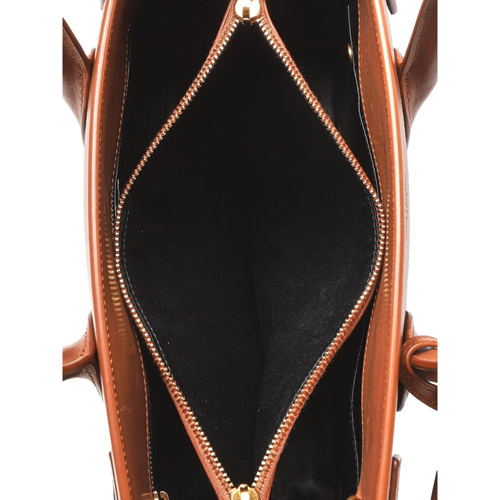Saint Laurent Sac De Jour Black Canvas and Brown Leather Satchel