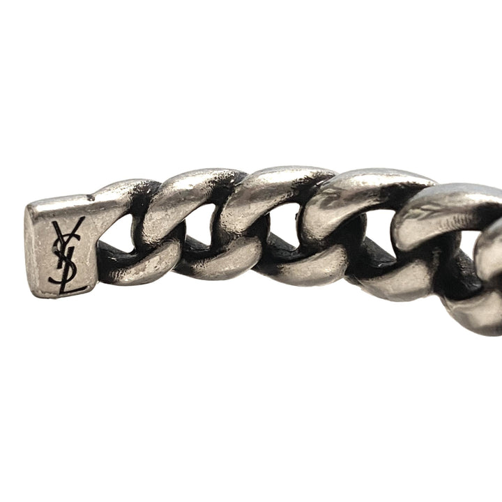 Saint Laurent Silver Gunmetal Chain Link Cuff Bracelet