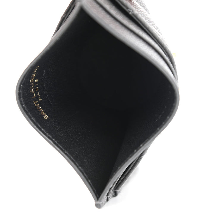 Saint Laurent Storm Grey Grain De Poudre Monogram Card Holder 423294