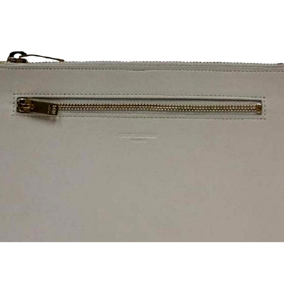 Saint Laurent Off White Leather Document Holder Clutch Wallet