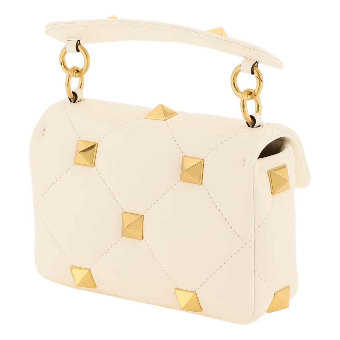 Valentino Garavani Roman Stud Small Crossbody Bag Ivory Nappa Leather